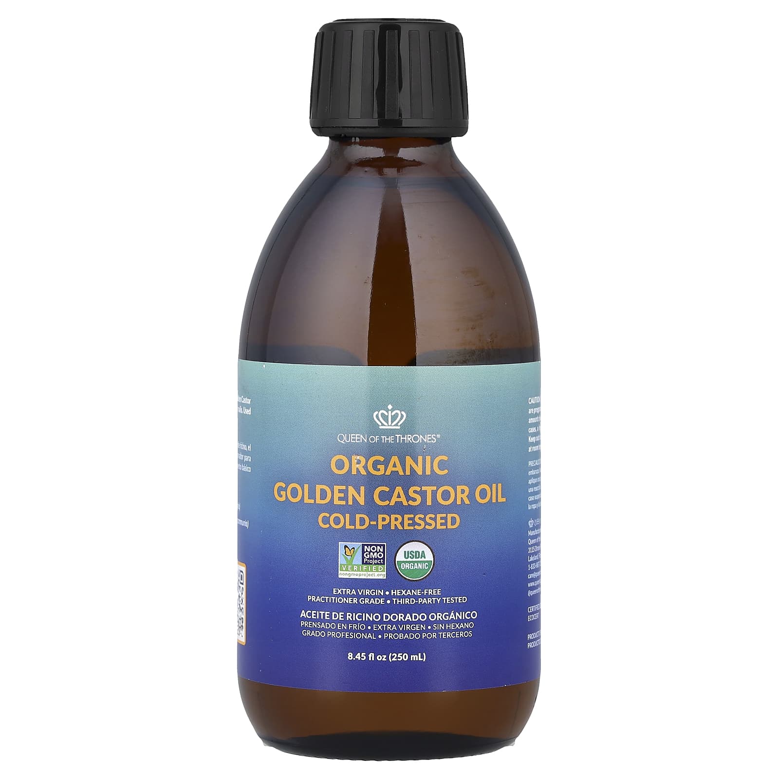 Queen of the Thrones, Organic Golden Castor Oil, Cold-Pressed, 8.45 fl oz (250 ml)