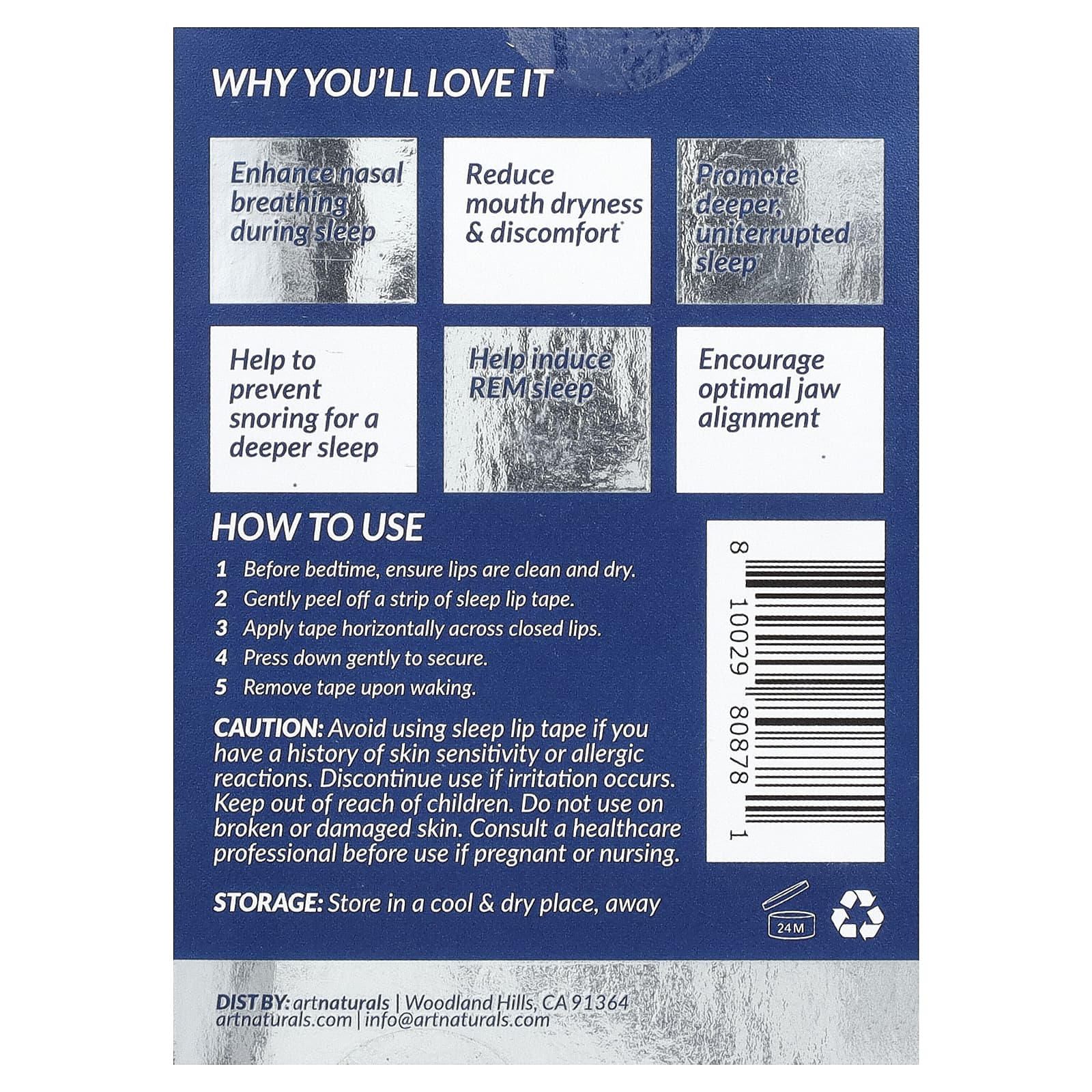 artnaturals, Sleep Lip Tape, 60 Strips