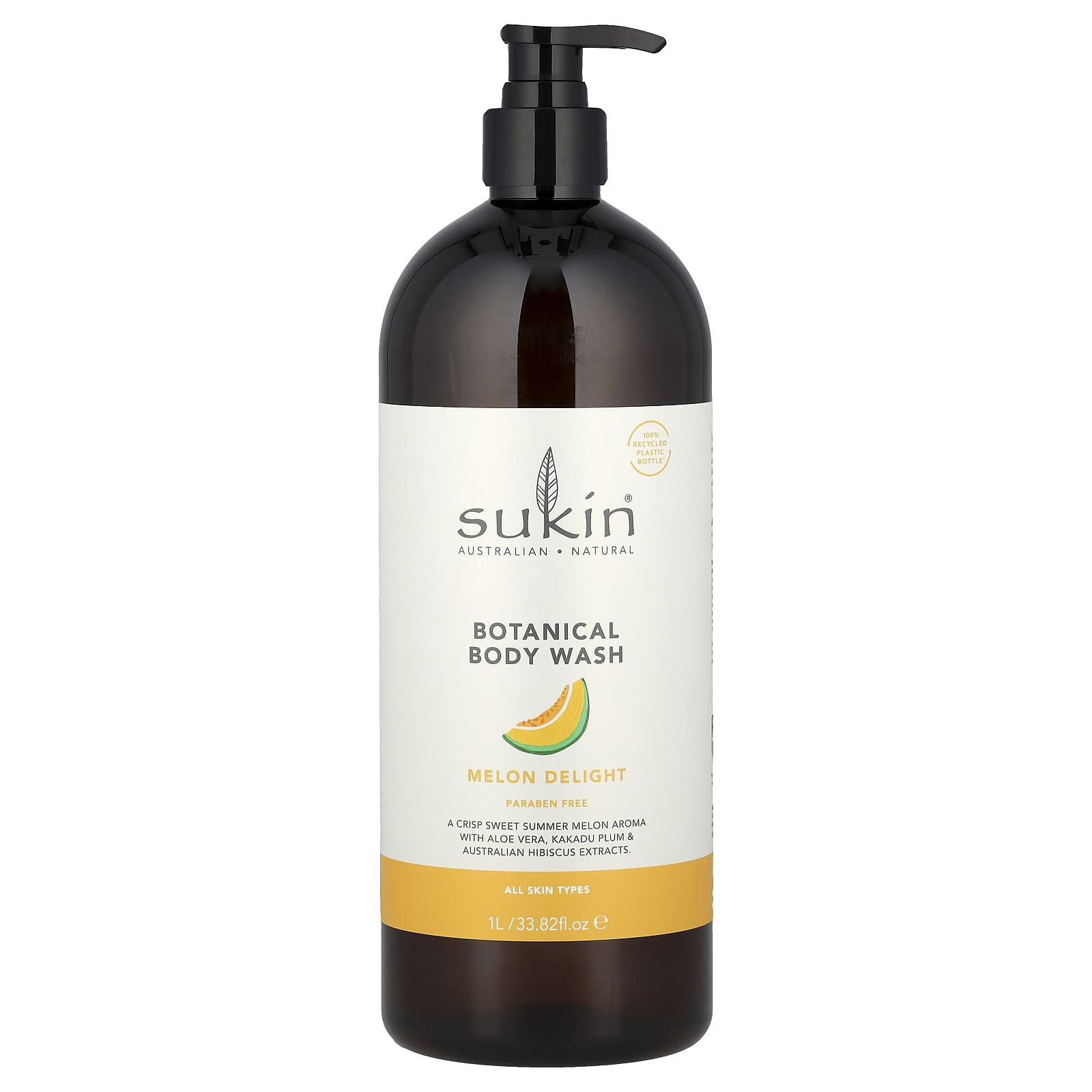 Sukin, Botanical Body Wash, All Skin Types, Melon Delight, 33.82 fl oz (1 l)