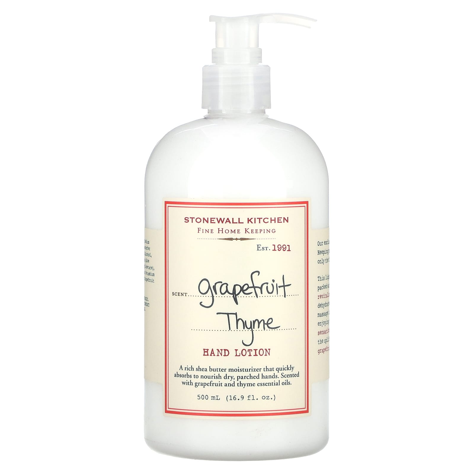 Stonewall Kitchen, Hand Lotion, Grapefruit Thyme, 16.9 fl oz (500 ml)