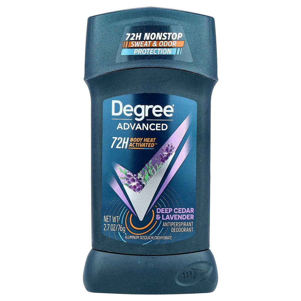 Degree, Advanced, 72H Body Heat Activated™, Antiperspirant Deodorant, Deep Cedar & Lavender, 2.7 oz (76 g)