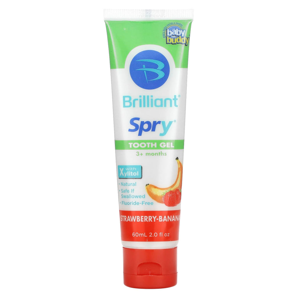 Baby Buddy, Brilliant, Spry, Tooth Gel with Xylitol, 3+ Months, Strawberry-Banana, 2 fl oz (60 ml)