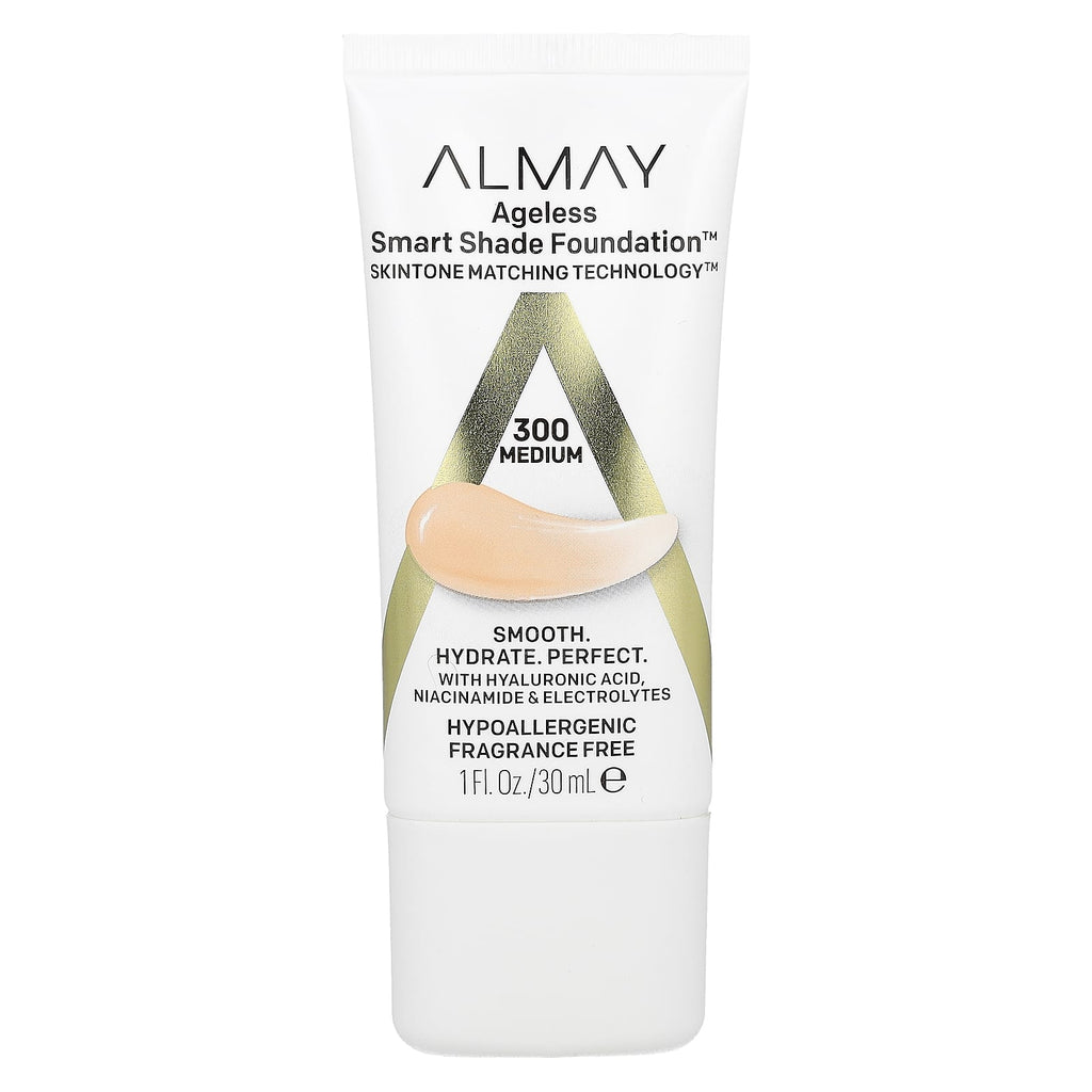 Almay, Ageless Smart Shade Foundation, 300 Medium, 1 fl oz (30 ml)