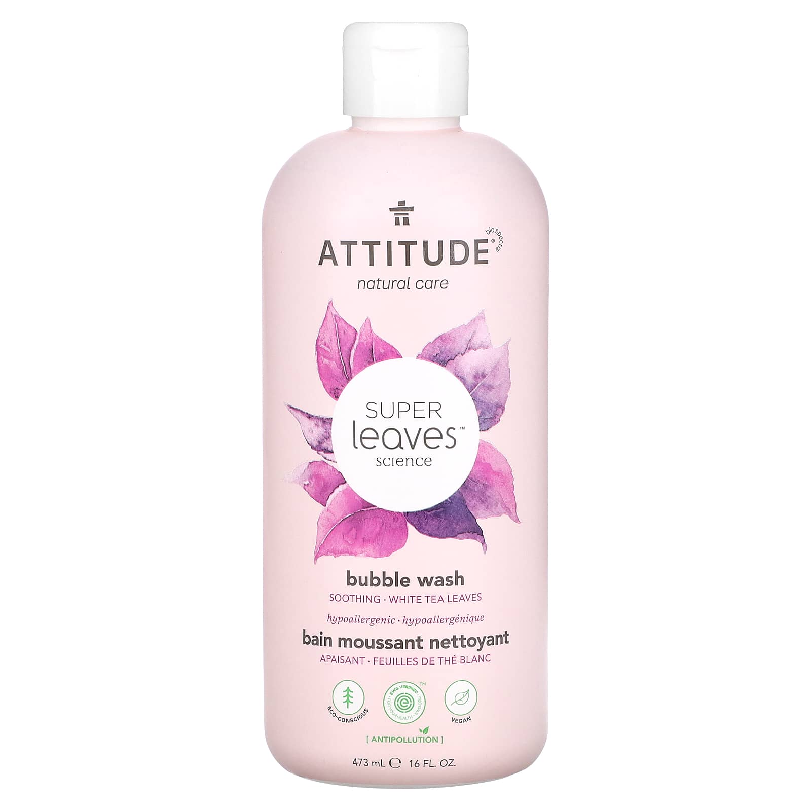 ATTITUDE, Super Leaves Science, Bubble Wash, White Tea Leaves, 16 fl oz (473 ml)