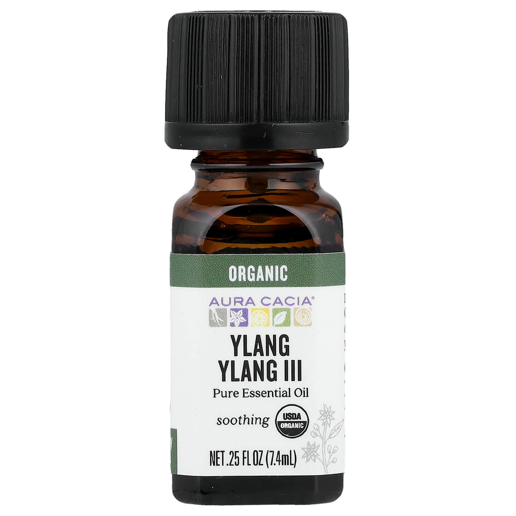 Aura Cacia, Pure Essential Oil, Organic Ylang Ylang III, 0.25 fl oz (7.4 ml)