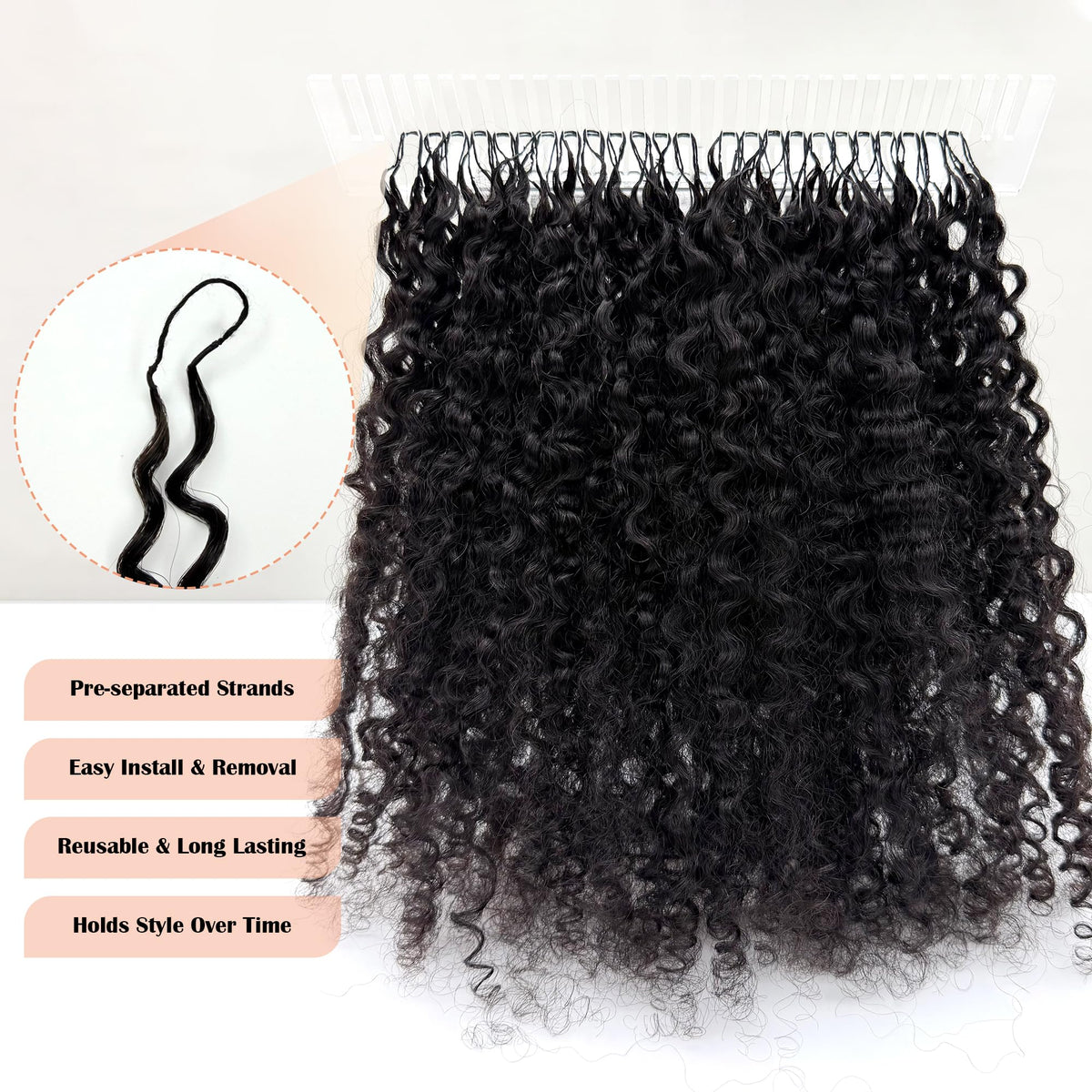 100% Human Hair Pre-Looped Crochet Hair, Natural Black