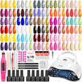 Gel Nail Polish Kit with UV Nail Lamp, Drill, Top Coats and Manicure Tools