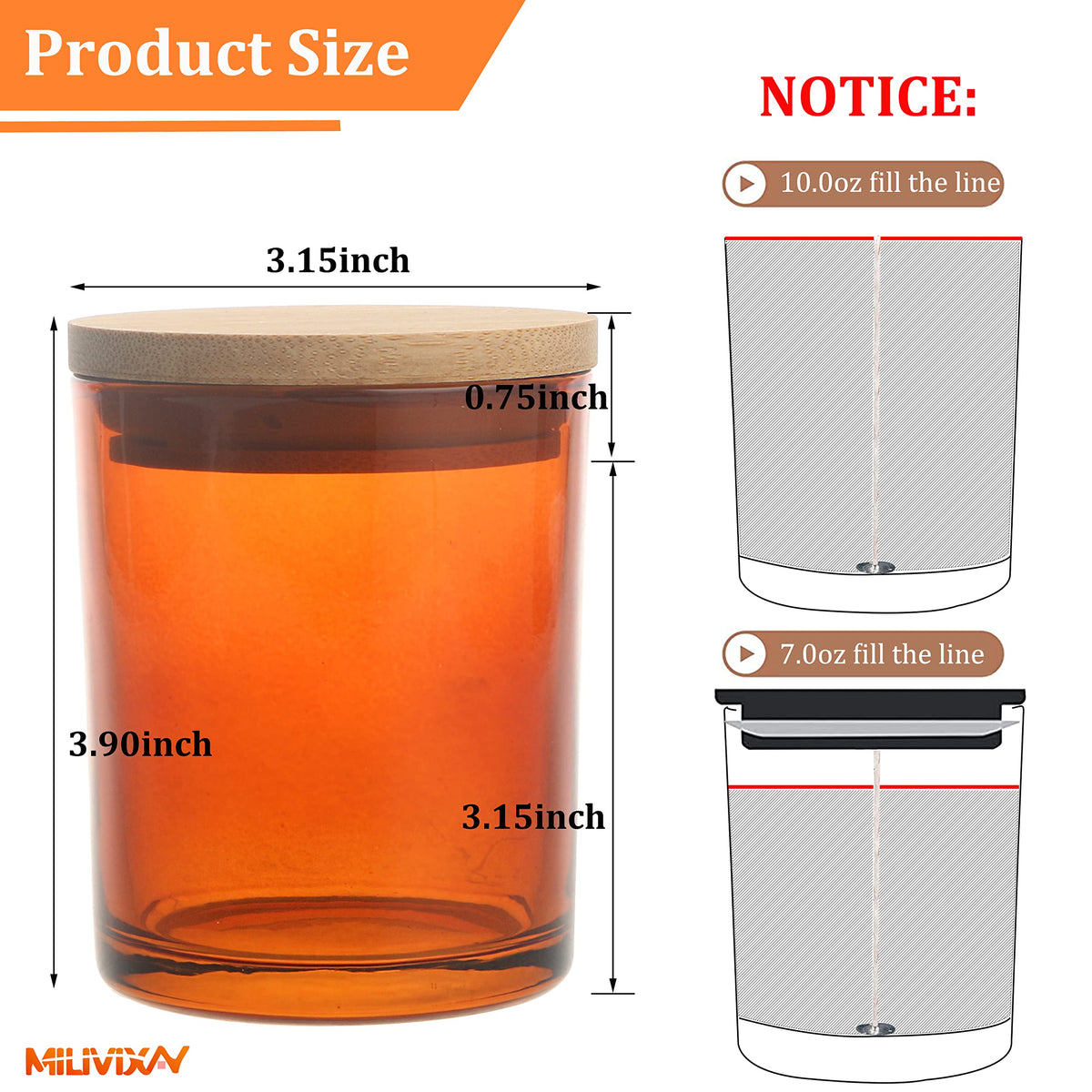 MILIVIXAY 12 Pack Glass Candle Jars with Airtight Bamboo Lids