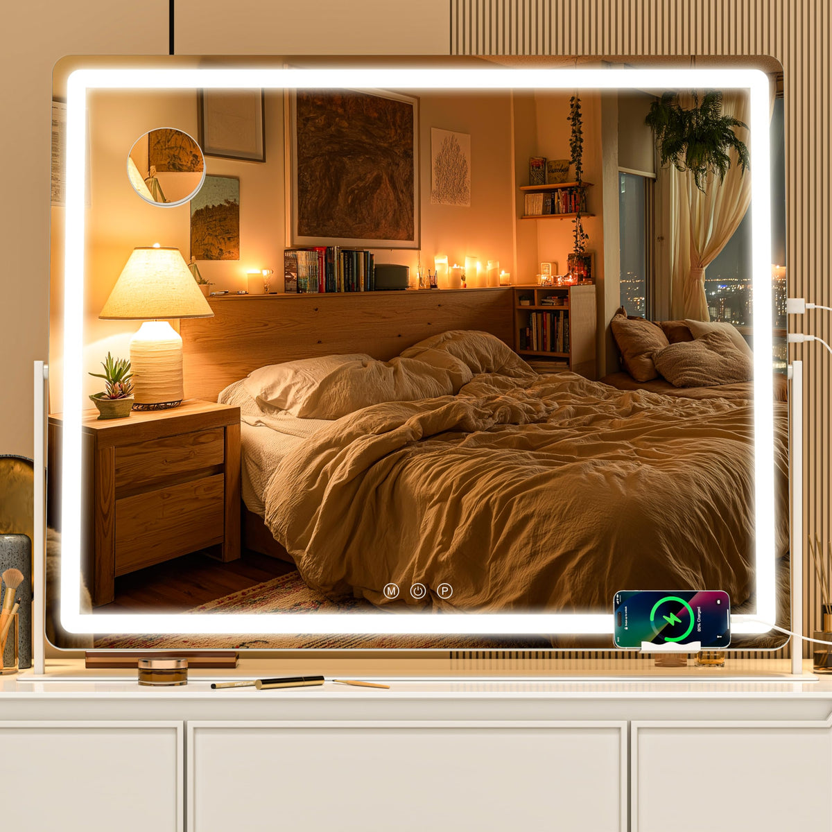Lighted Vanity Makeup Mirror with Touch Control and 3-Color Lighting