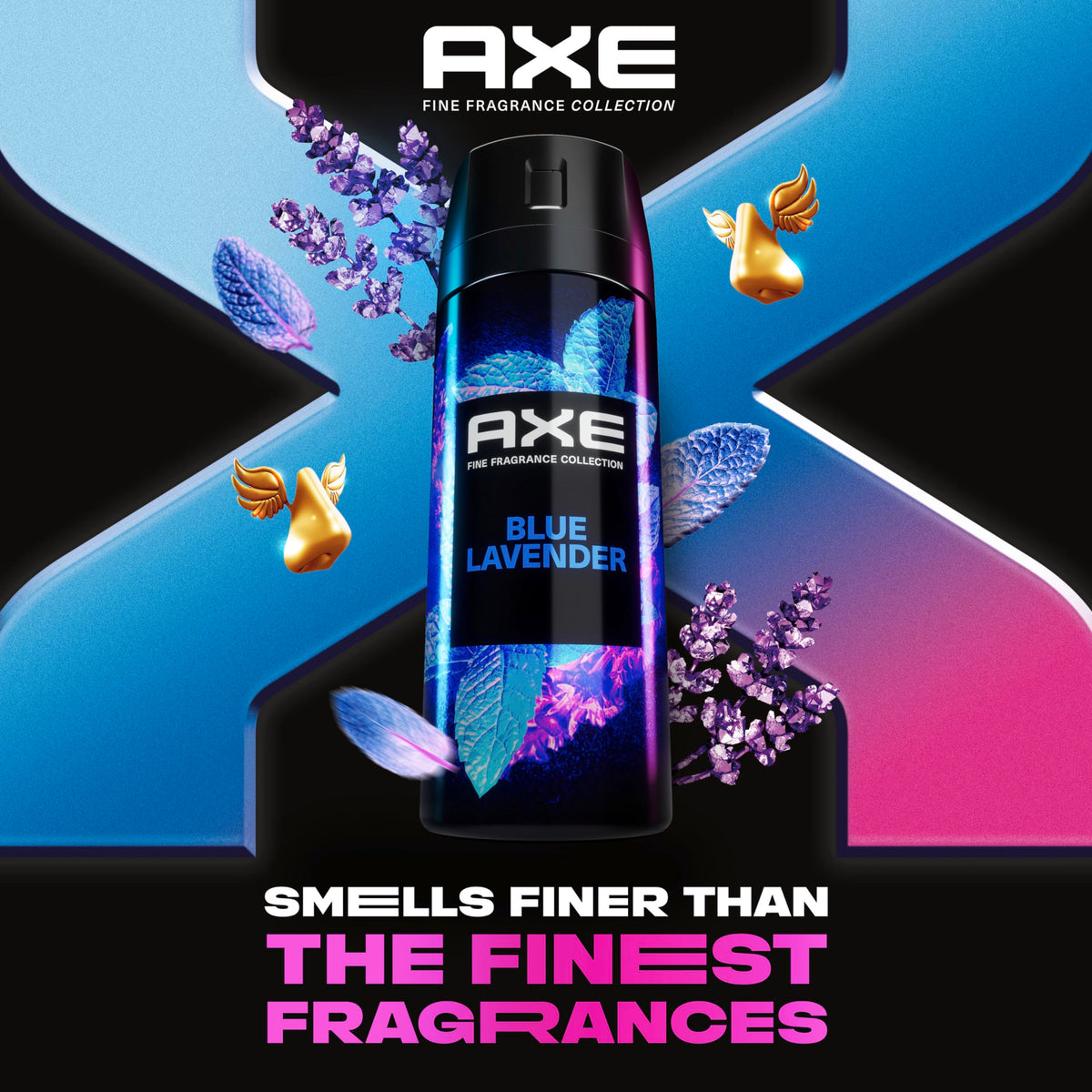 AXE Fine Fragrance Blue Lavender Deodorant Body Spray for Men, 3 Count, 4 oz