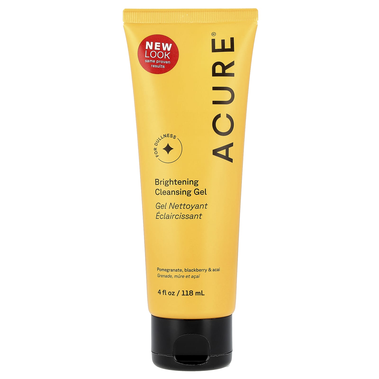 ACURE, Brightening Cleansing Gel, Pomegranate, Blackberry & Acai, 4 fl oz (118 ml)