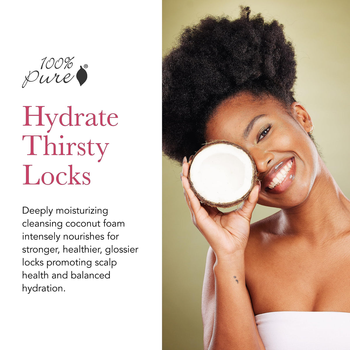 100% Pure Coconut Milk Restorative Shampoo, Sulfate-Free