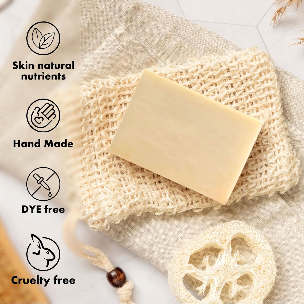 Handmade Natural Olive Oil Soap Bar, Vegan and Unscented