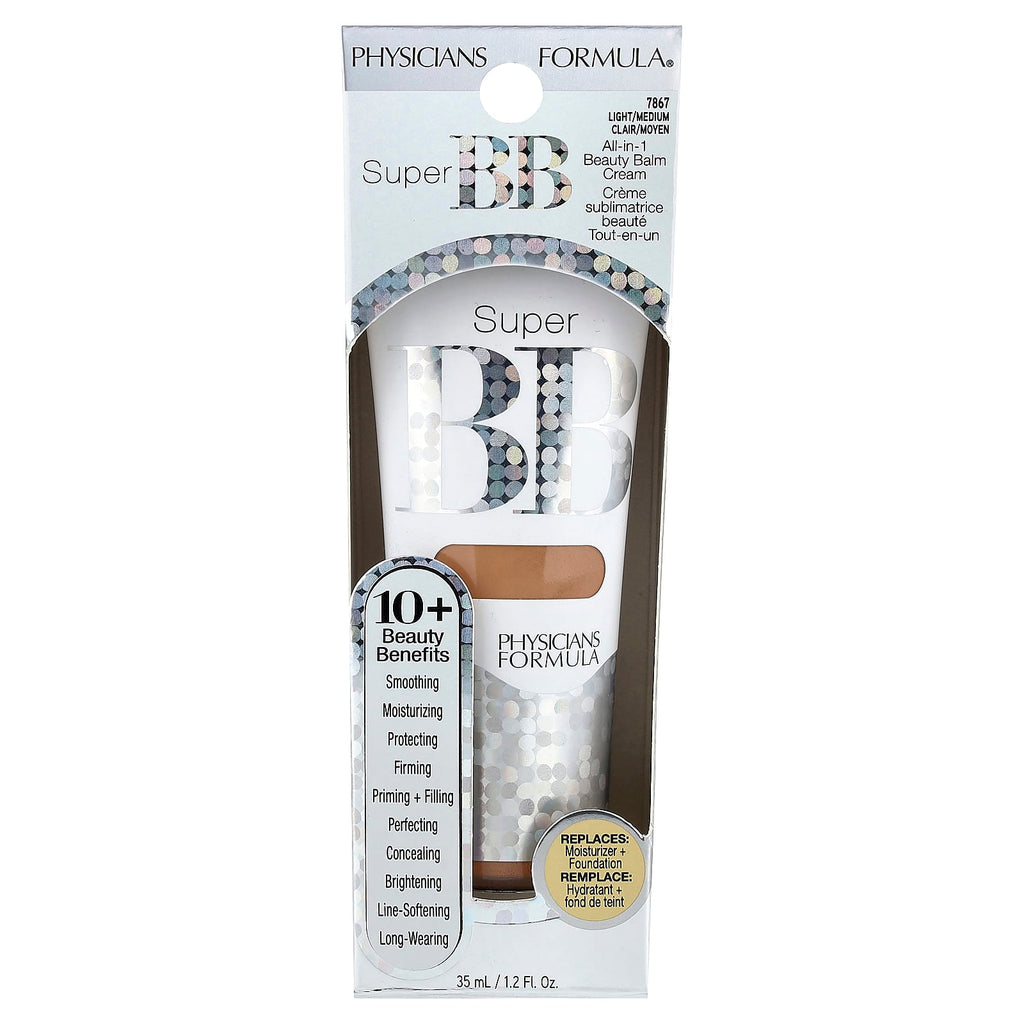 Physicians Formula, Super BB, All-in-1 Beauty Balm Cream, 7867 Light/Medium, 1.2 fl oz (35 ml)
