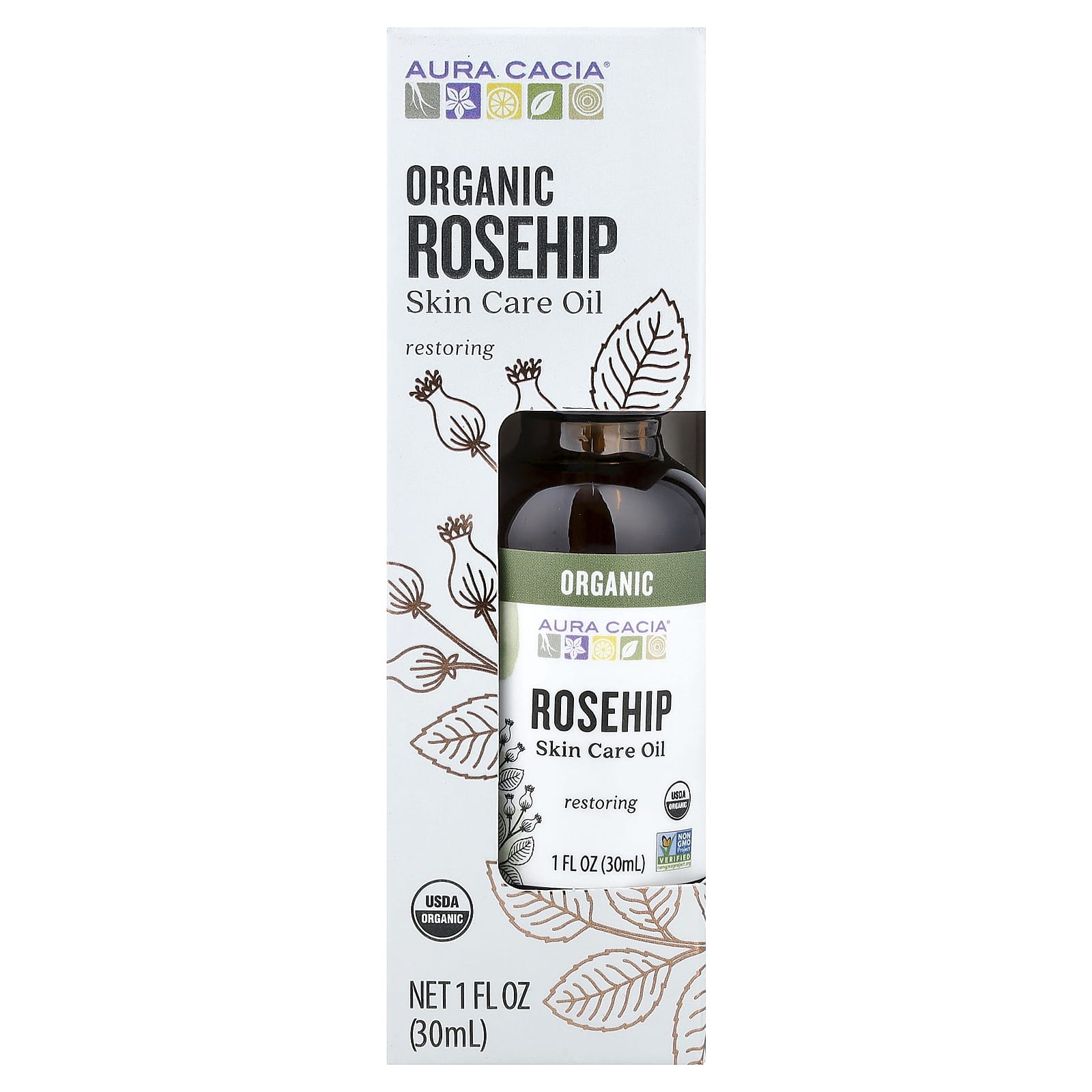 Aura Cacia, Skin Care Oil, Organic Rosehip, 1 fl oz (30 ml)