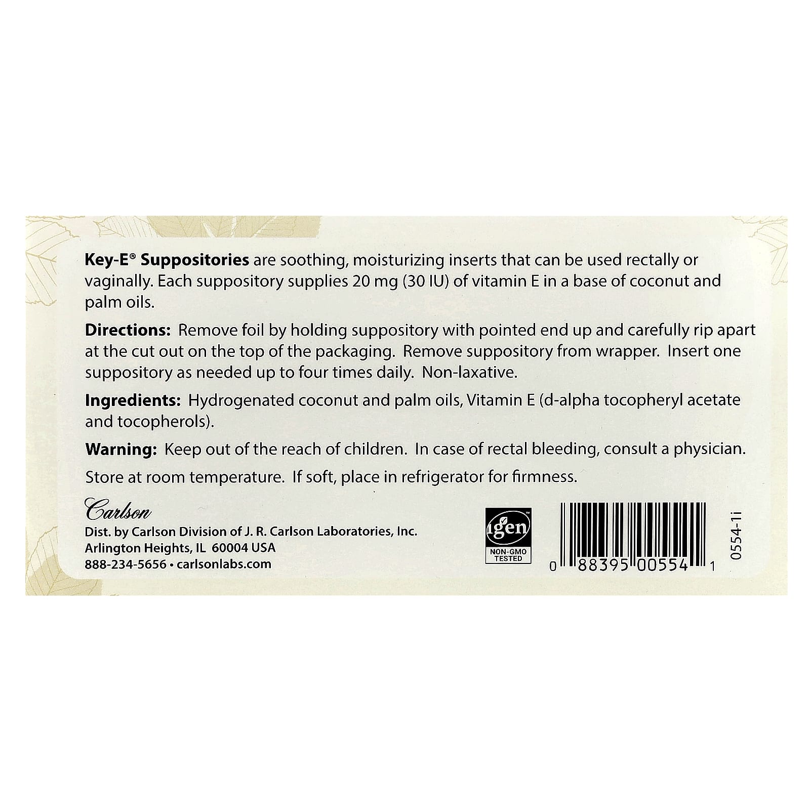 Carlson, Key-E® Suppositories, 24 Inserts