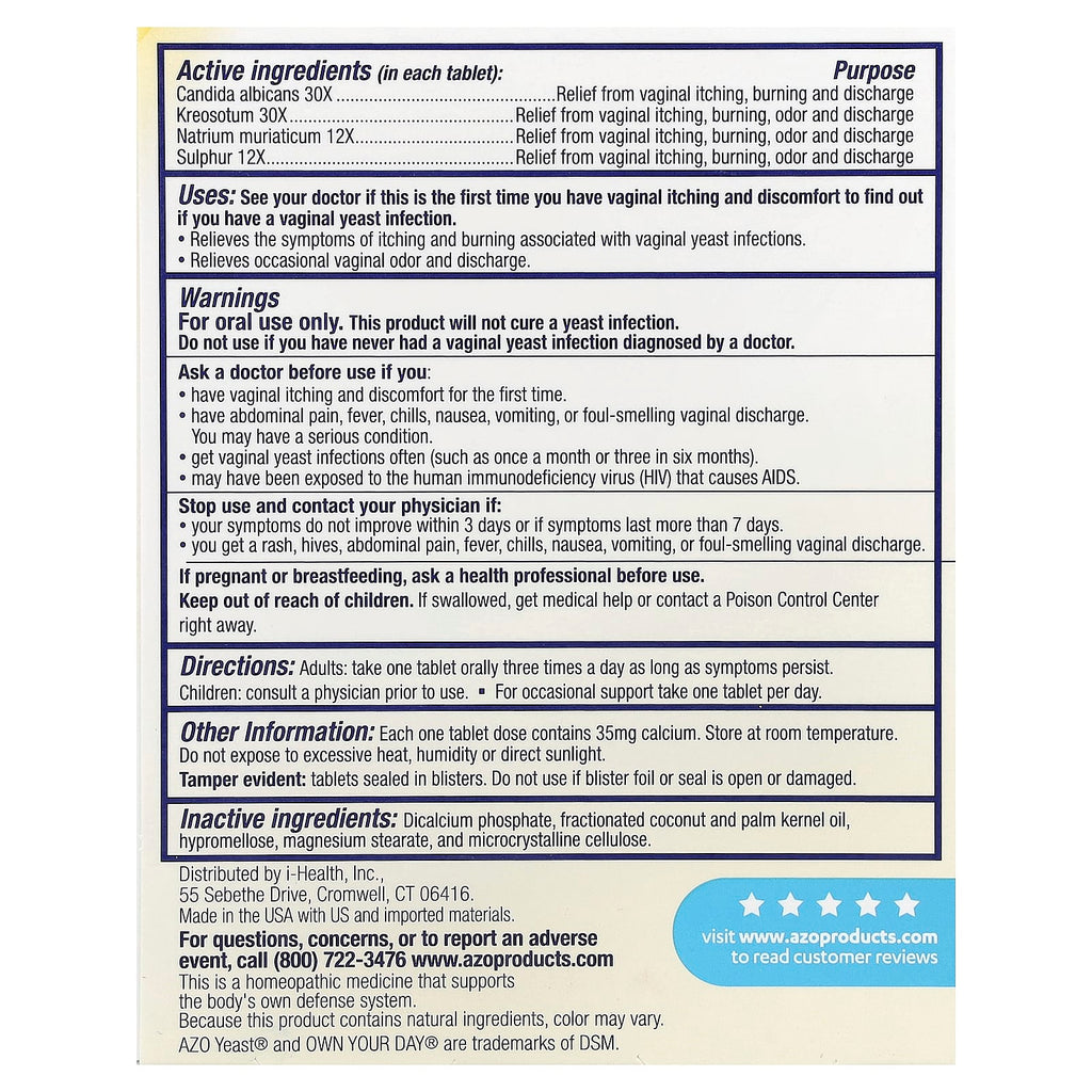 AZO, Yeast® Plus, 60 Tablets