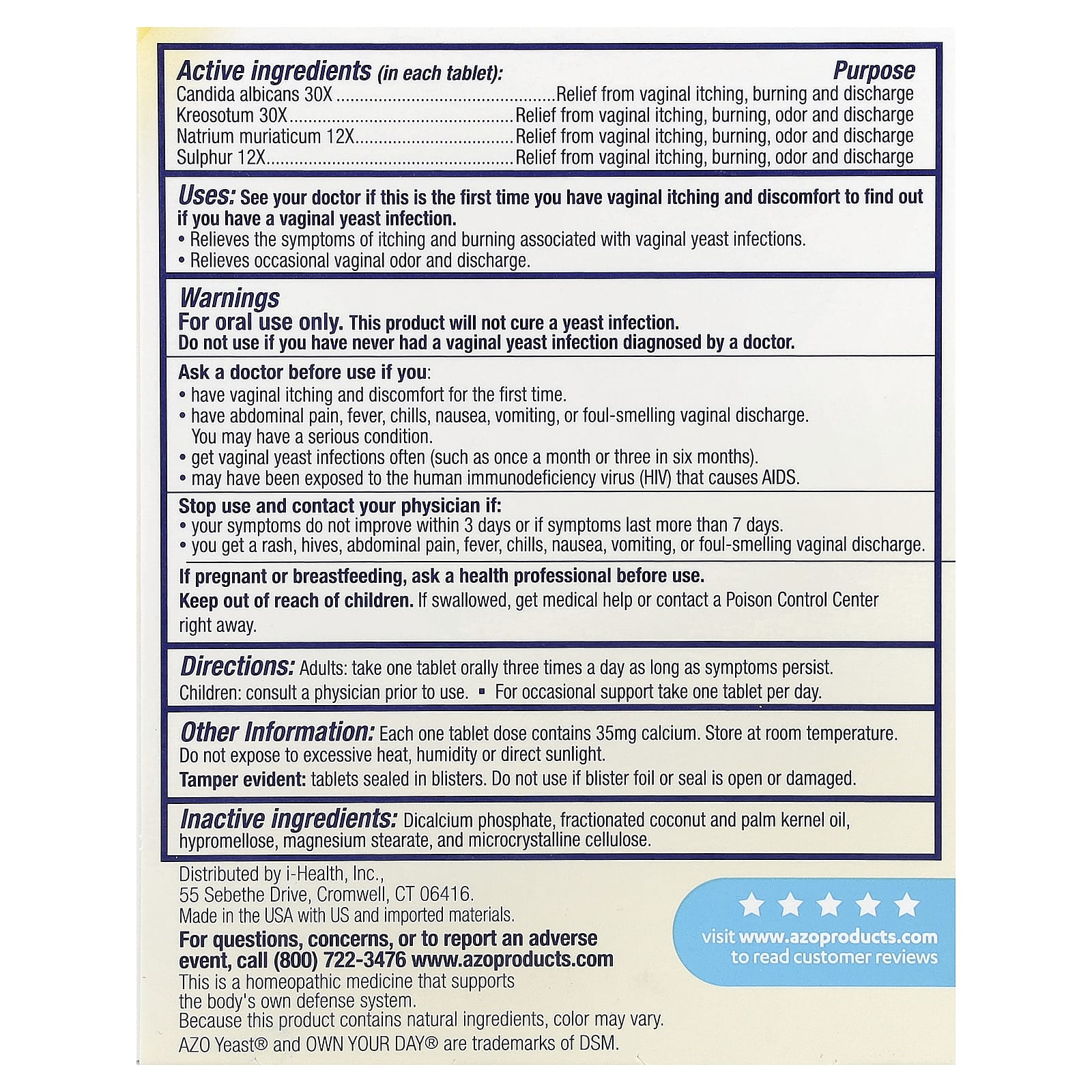 AZO, Yeast® Plus, 60 Tablets