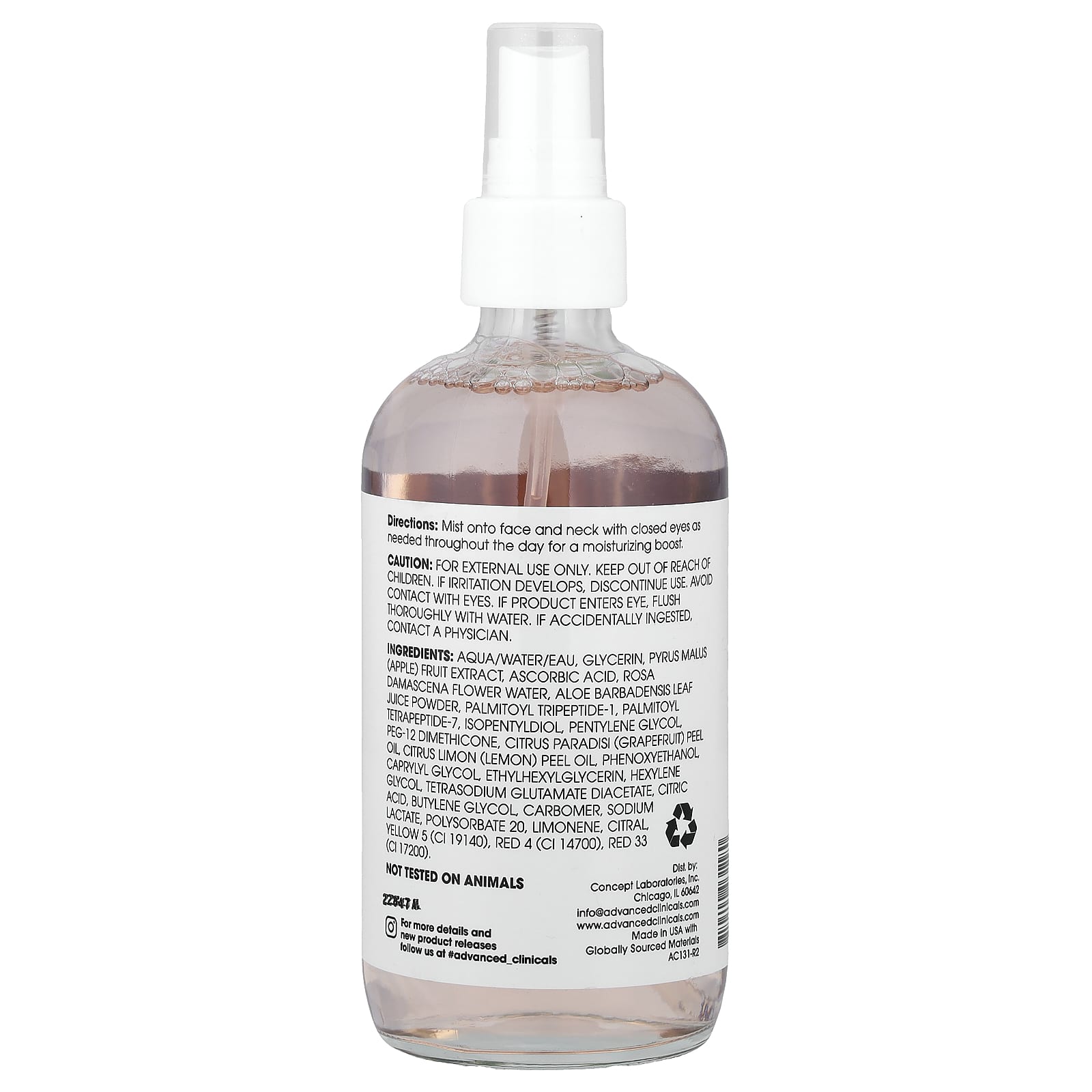 Advanced Clinicals, Vitamin C + Aloe Vera, Antioxidant Glow Facial Mist, 7.5 fl oz (222 ml)