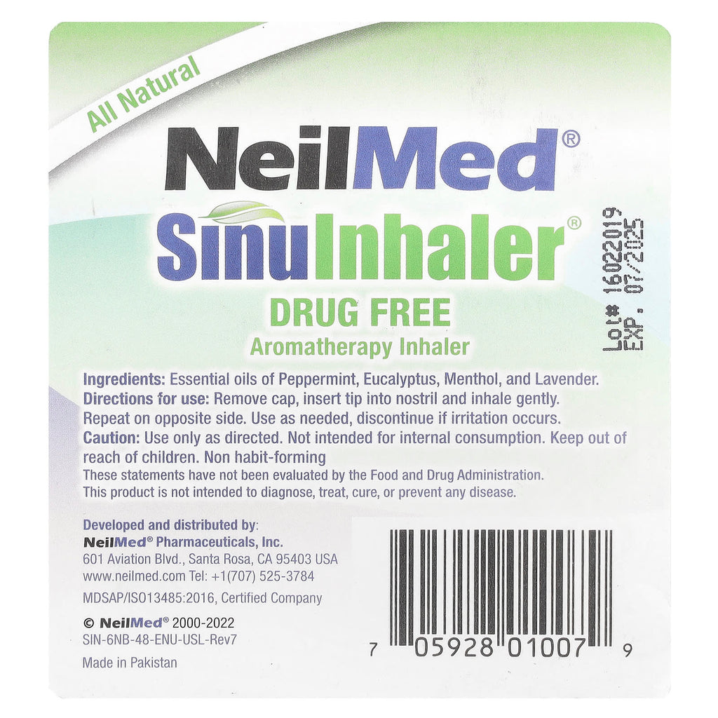 NeilMed, SinuInhaler®, Aromatherapy Inhaler, 2 Inhalers, 0.1 fl oz (2.6 g)