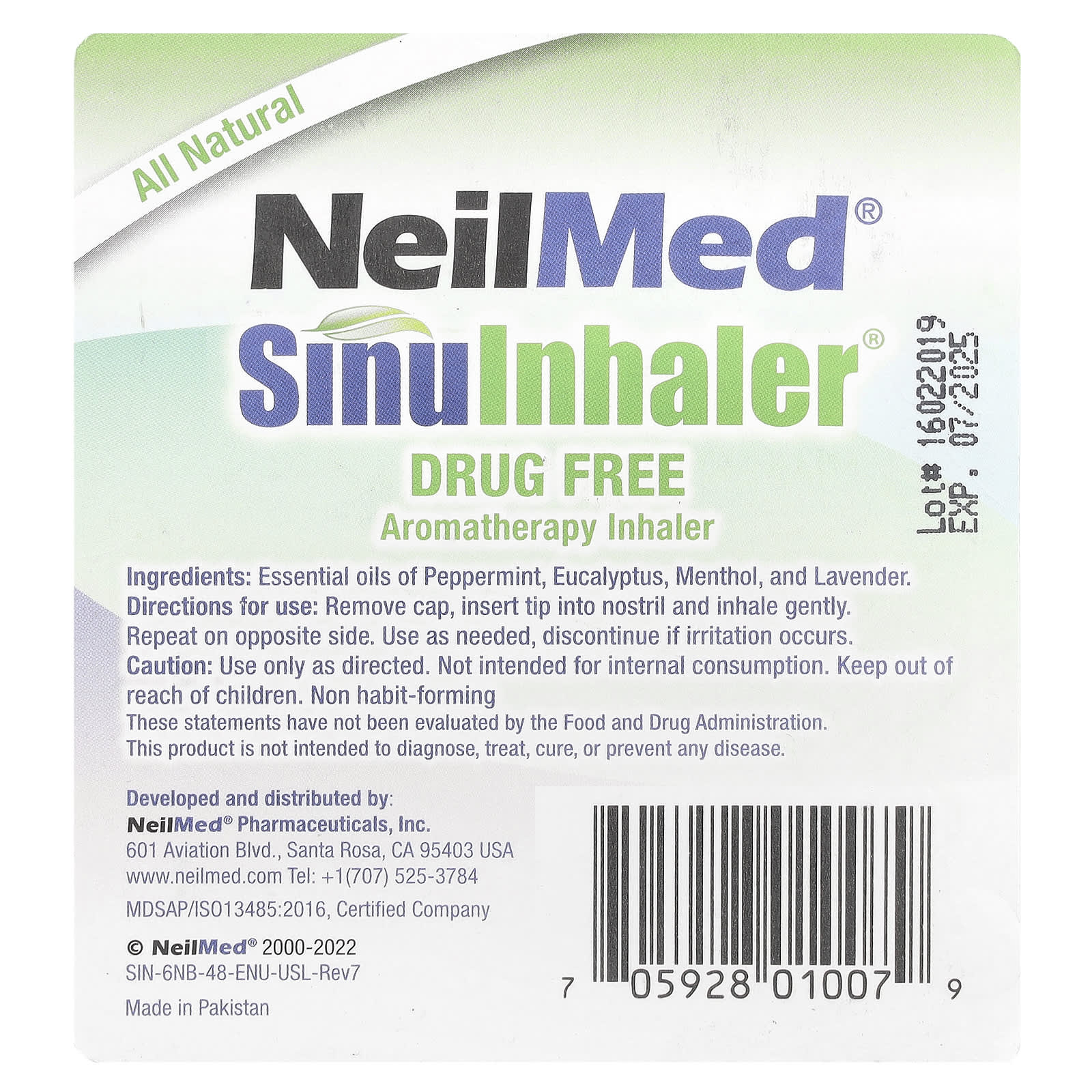 NeilMed, SinuInhaler®, Aromatherapy Inhaler, 2 Inhalers, 0.1 fl oz (2.6 g)
