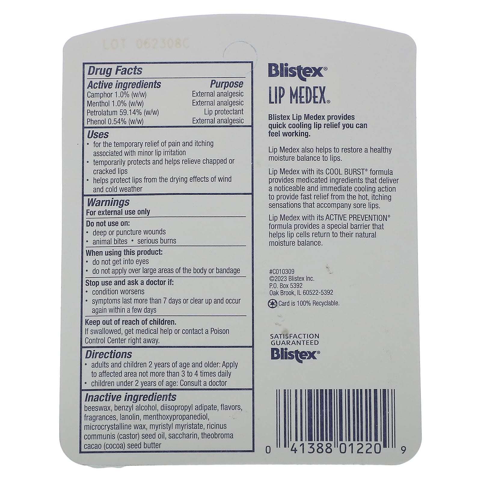 Blistex, Lip Medex, 3 Jars 0.25 oz (7.08 g) Each