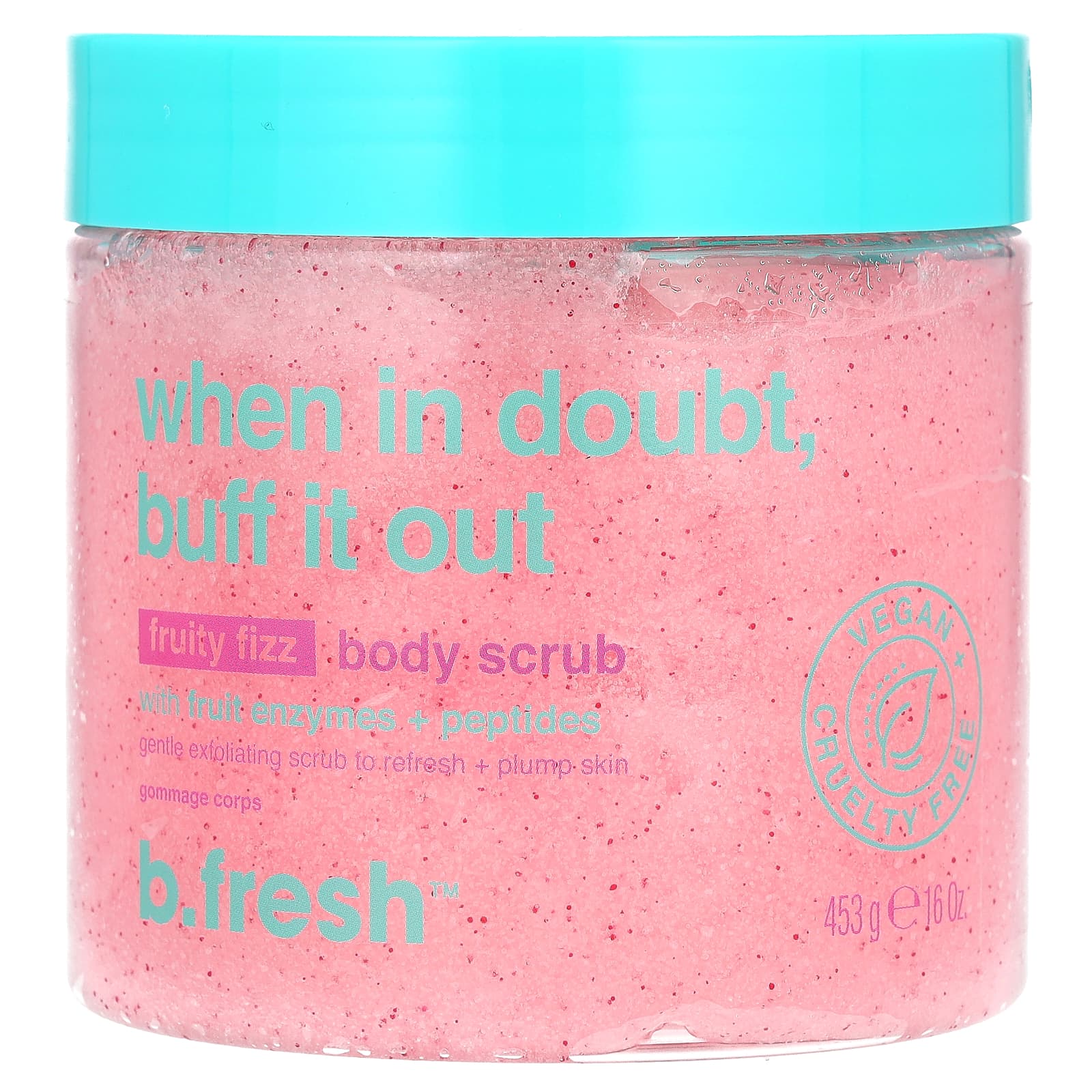 b.fresh, Body Scrub With Fruit Enzymes + Peptides, Fruity Fizz, 16 oz (453 g)