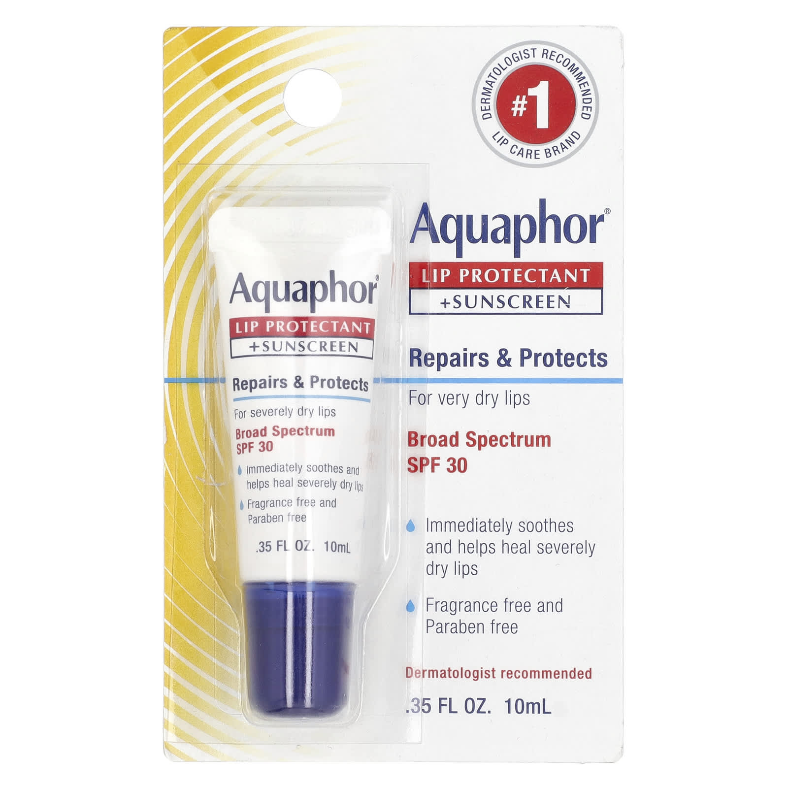 Aquaphor, Lip Protectant + Sunscreen, SPF 30, 0.35 fl oz (10 ml)