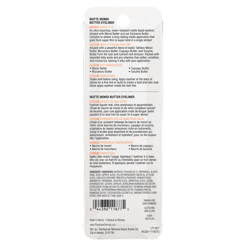 Physicians Formula, Matte Monoi, Butter Eyeliner, 1711877 Matte Black, 0.2 fl oz (6 ml)
