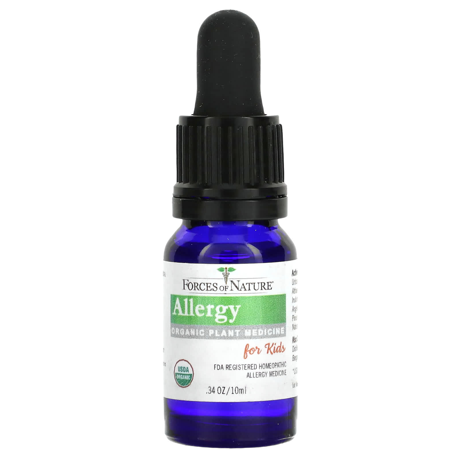 Forces of Nature, Allergy, Organic Plant Medicine, For Kids Ages 3-12, Orange, 0.34 fl oz (10 ml)