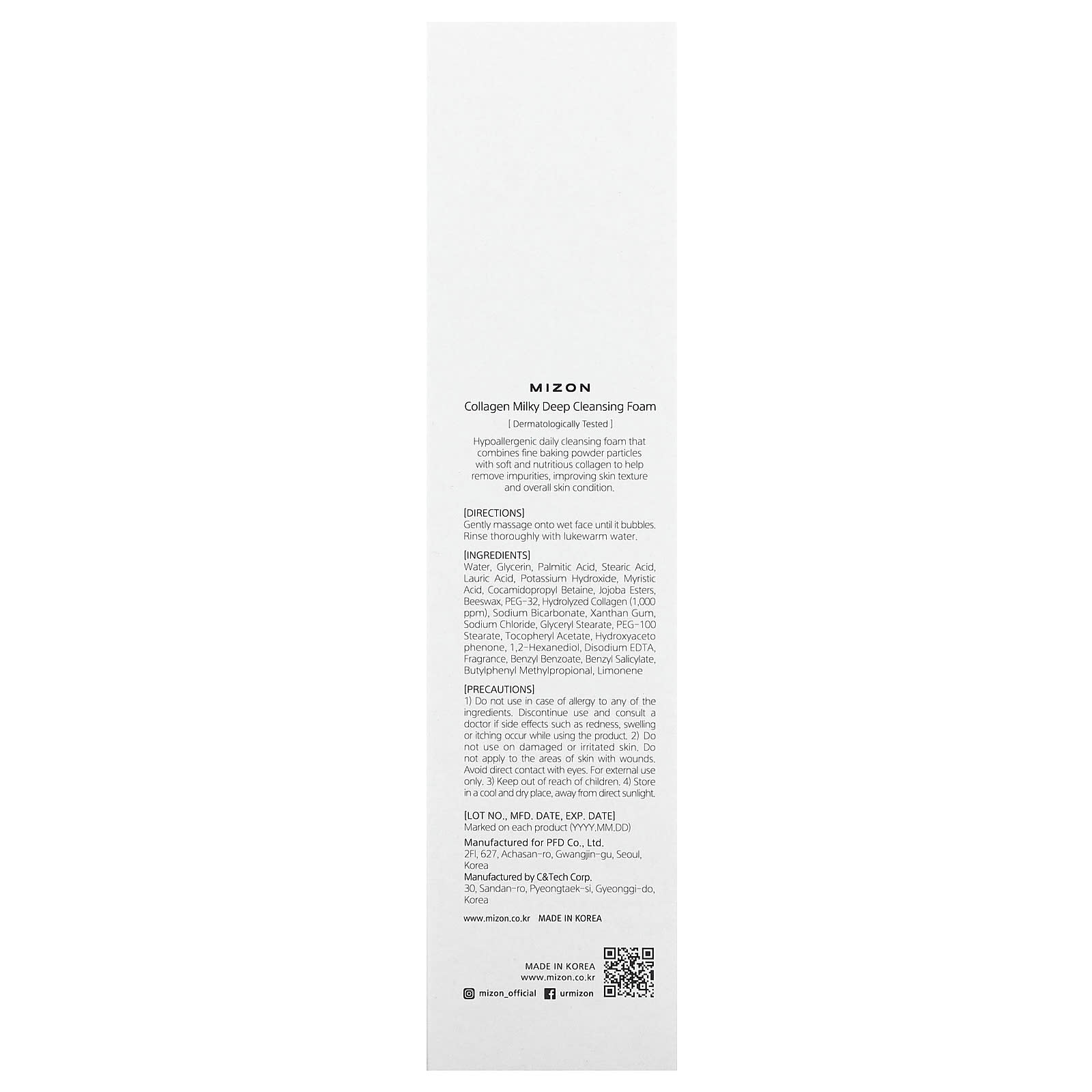 Mizon, Collagen Milky, Deep Cleansing Foam, 5.29 oz (150 g)