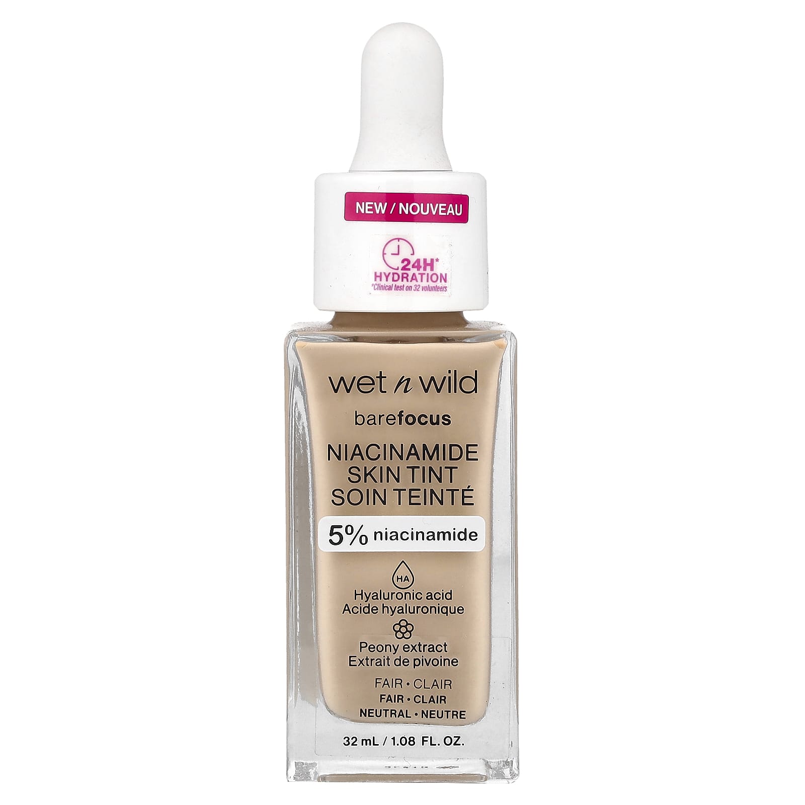 wet n wild, Barefocus, Niacinamide Skin Tint, 1116087 Fair, 1.08 fl oz (32 ml)