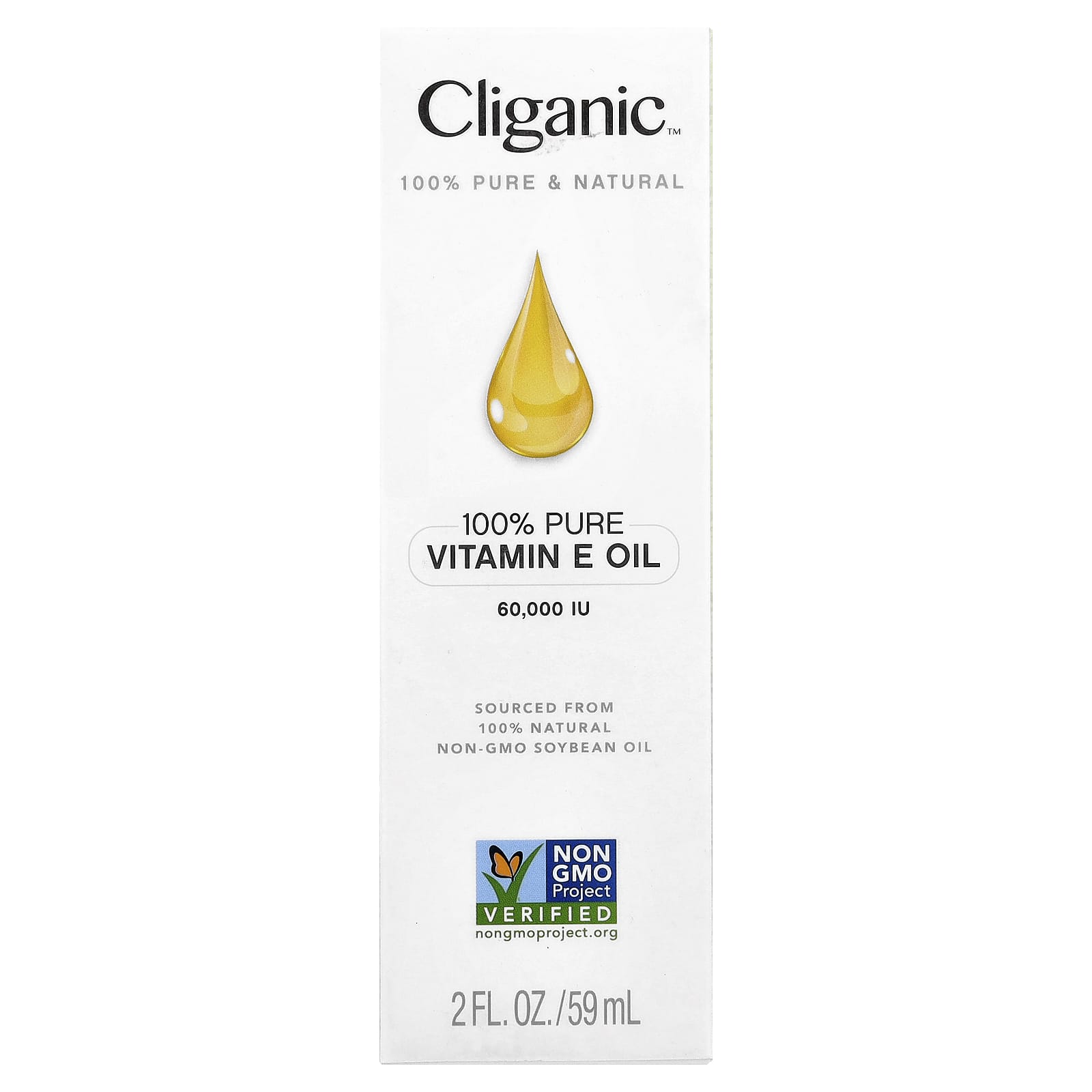 Cliganic, 100% Pure Vitamin E Oil, 60,000 IU, 2 fl oz (59 ml)