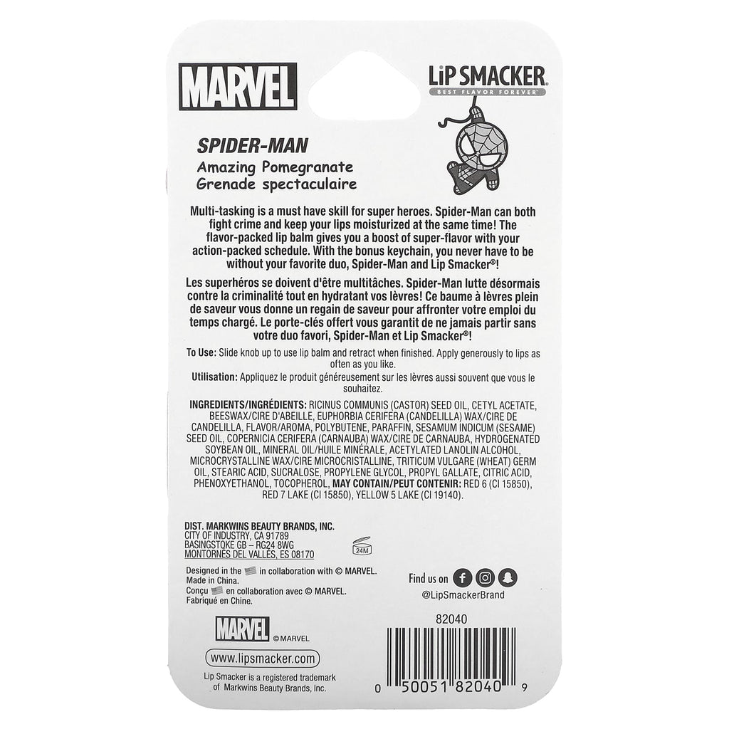 Lip Smacker, Marvel Spiderman, Lip Balm, Amazing Pomegranate, 0.14 oz (4 g)