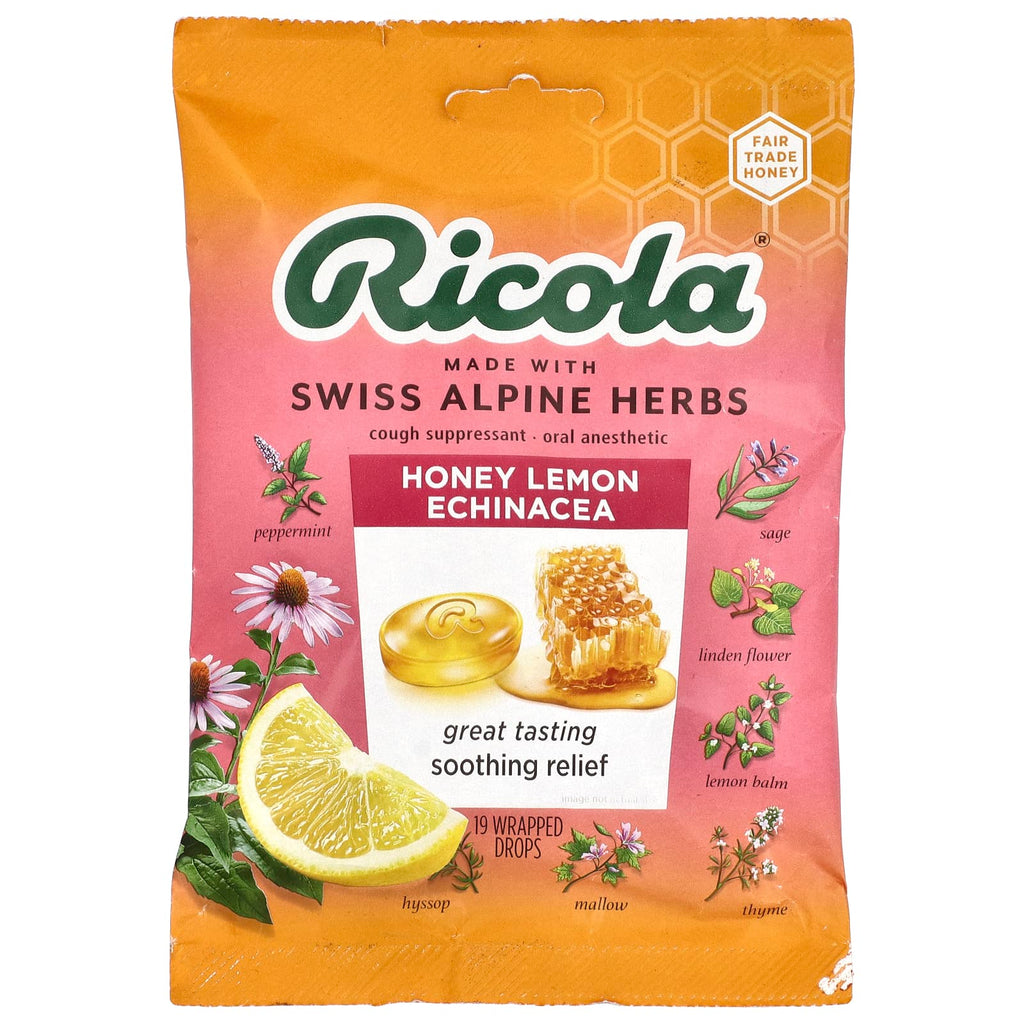 Ricola, Oral Anesthetic, Honey Lemon Echinacea , 19 Wrapped Drops